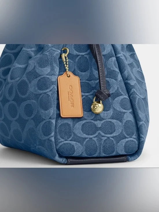 Coach Faye Large Shoulder Bag In Signature Denim - Picture 5 of 7